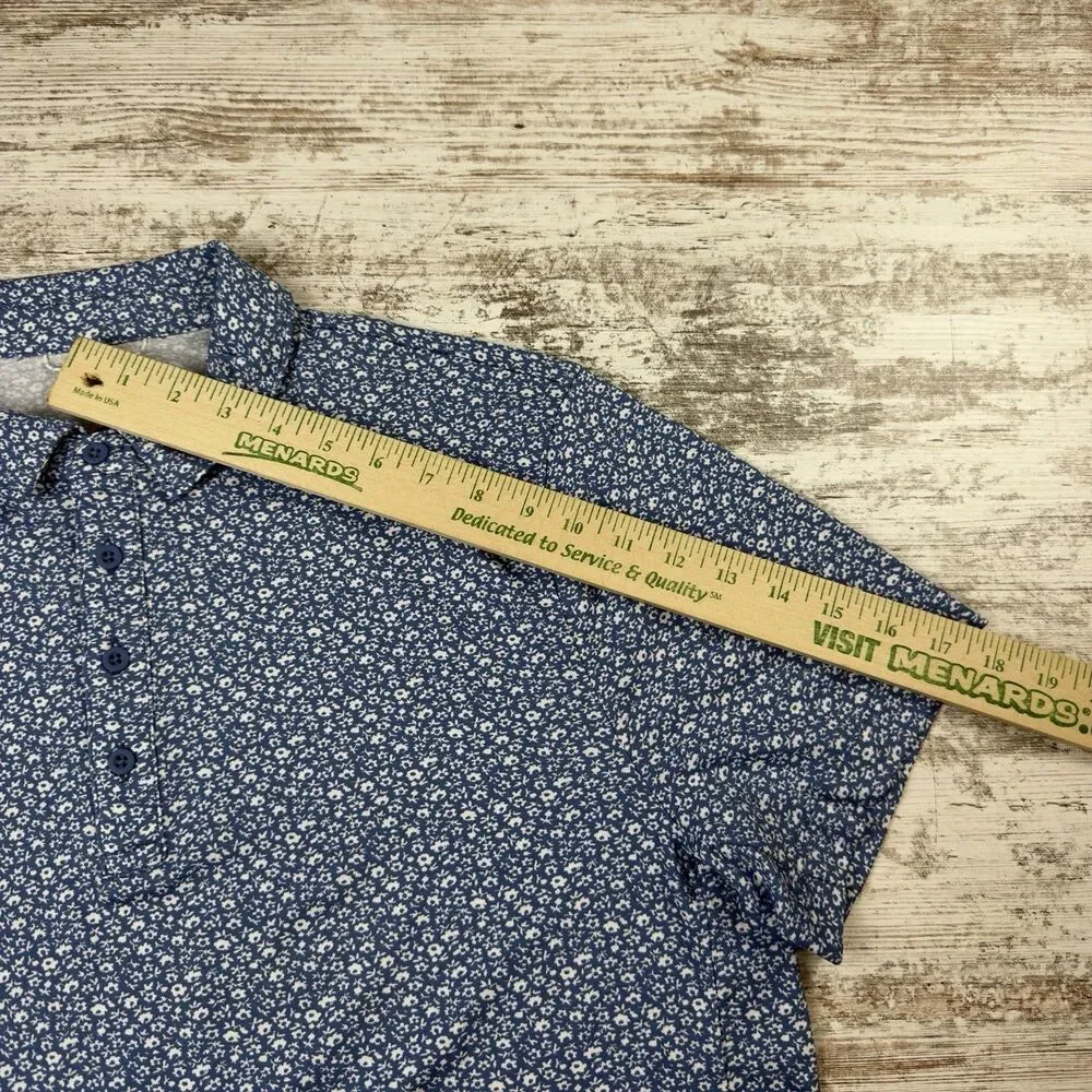 NWT J.Crew Performance Polo Shirt Men's XL COOLMAX Blue White Floral Golf BQ058
